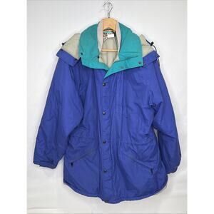 Vintage L.L. BEAN 3M Thinsulate XL Purple/green Parka With Hood Mens Made In USA